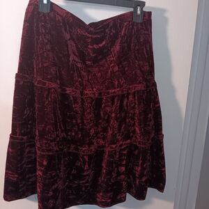 Luxurious Velvet A-Line Skirt in Deep Burgundy